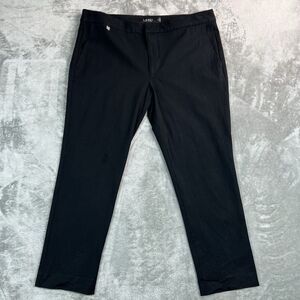 Lauren Ralph Lauren Pants Women 14 Black Stretch Cotton Skinny Black Label